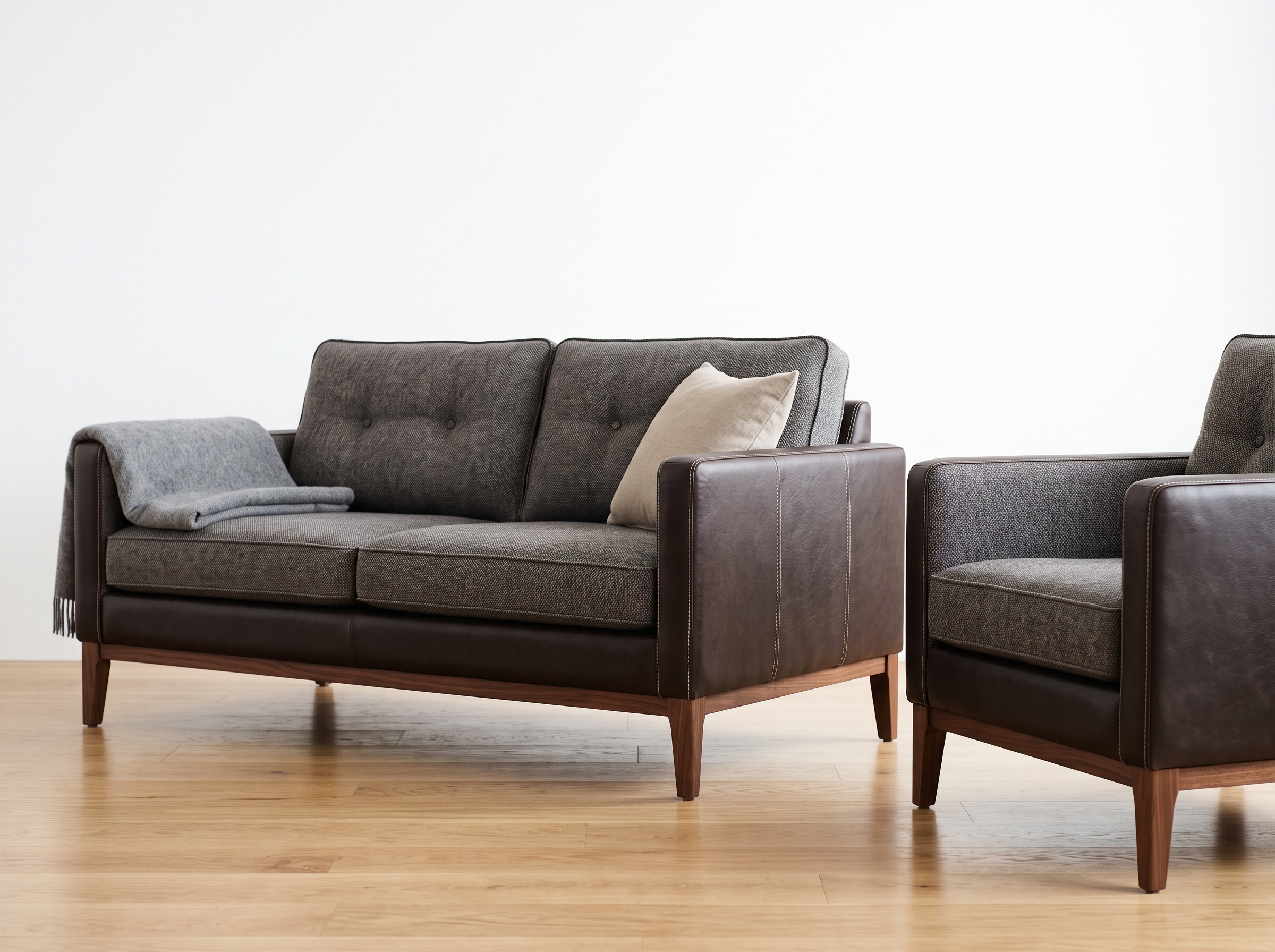 Beautifully restored sofa and chair after professional furniture upholstery UAE service