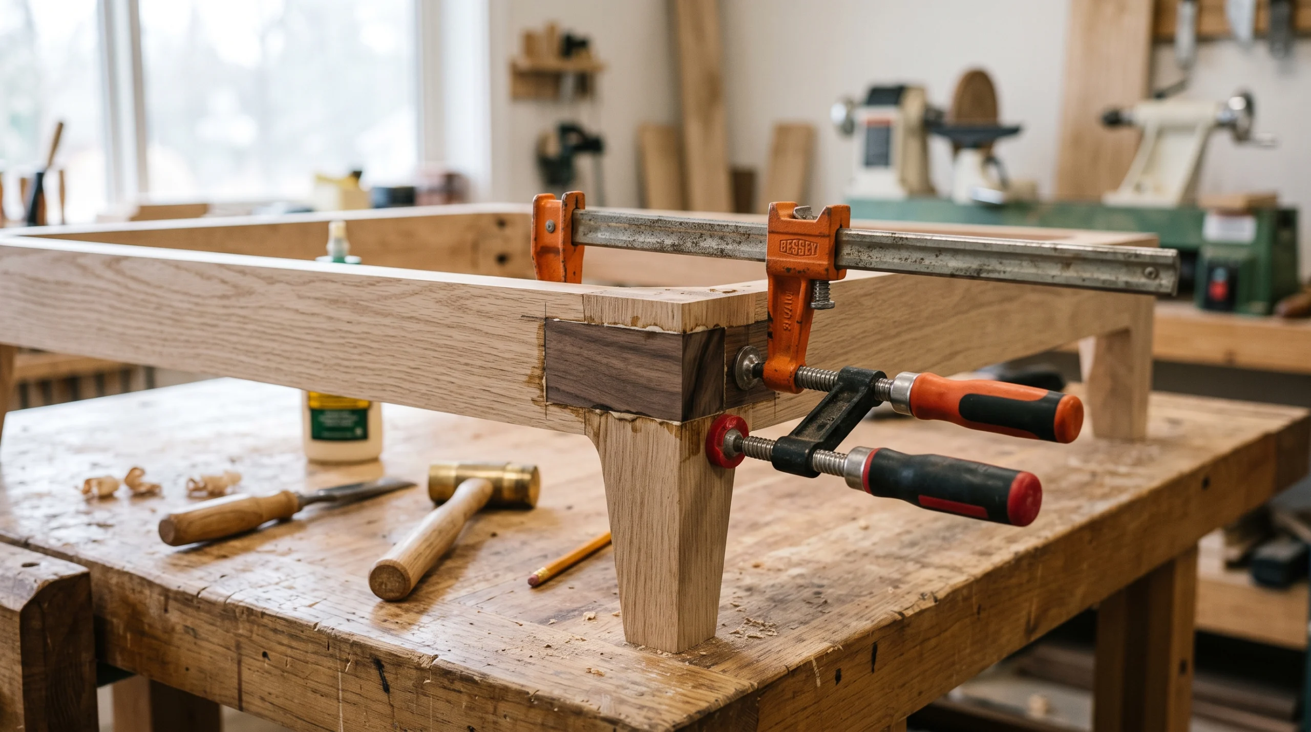 Professional wooden sofa frame reinforcement during furniture frame repair Dubai