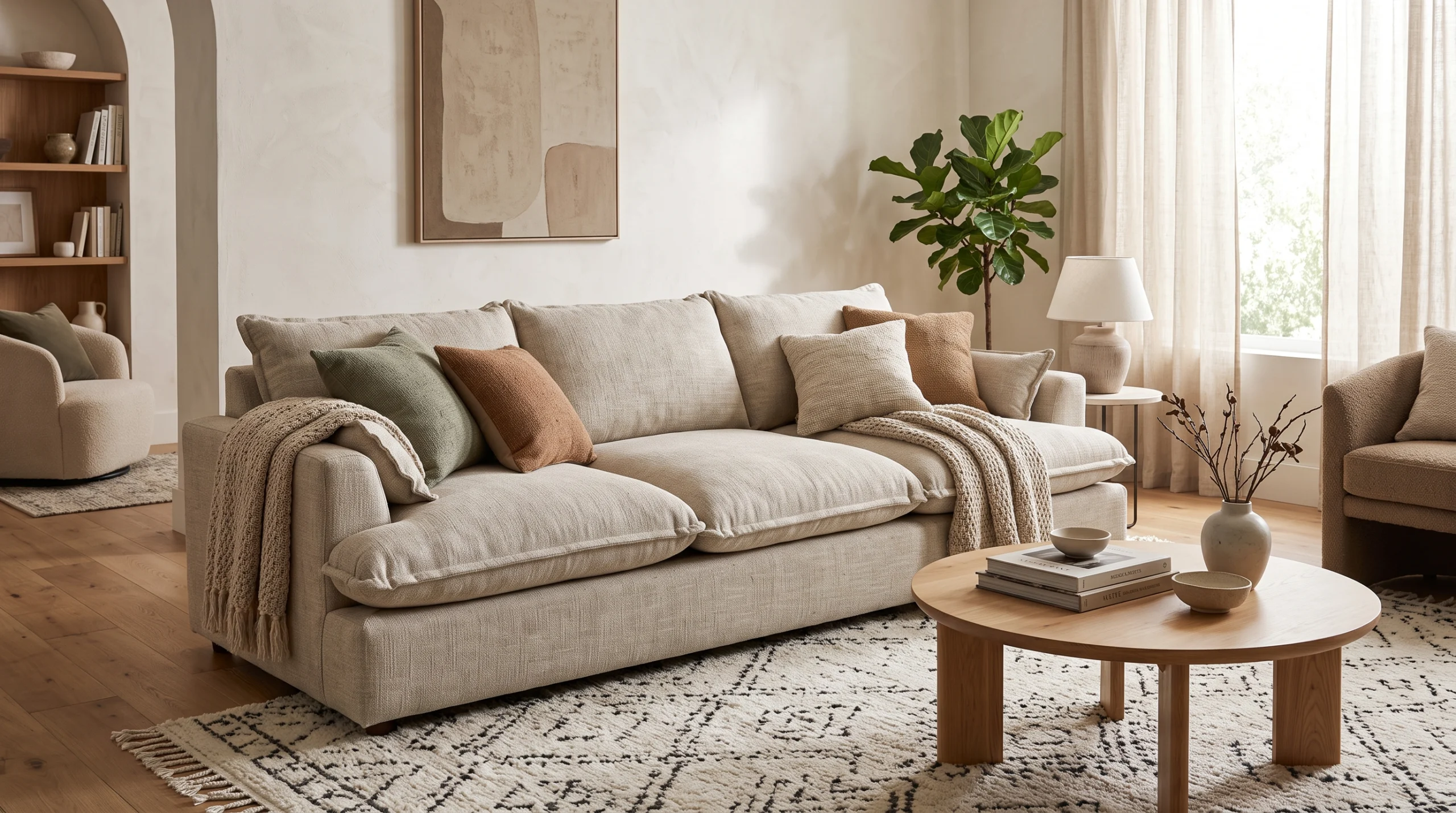 Custom sofa reupholstery in Dubai with refreshed cushions and modern upholstery fabric