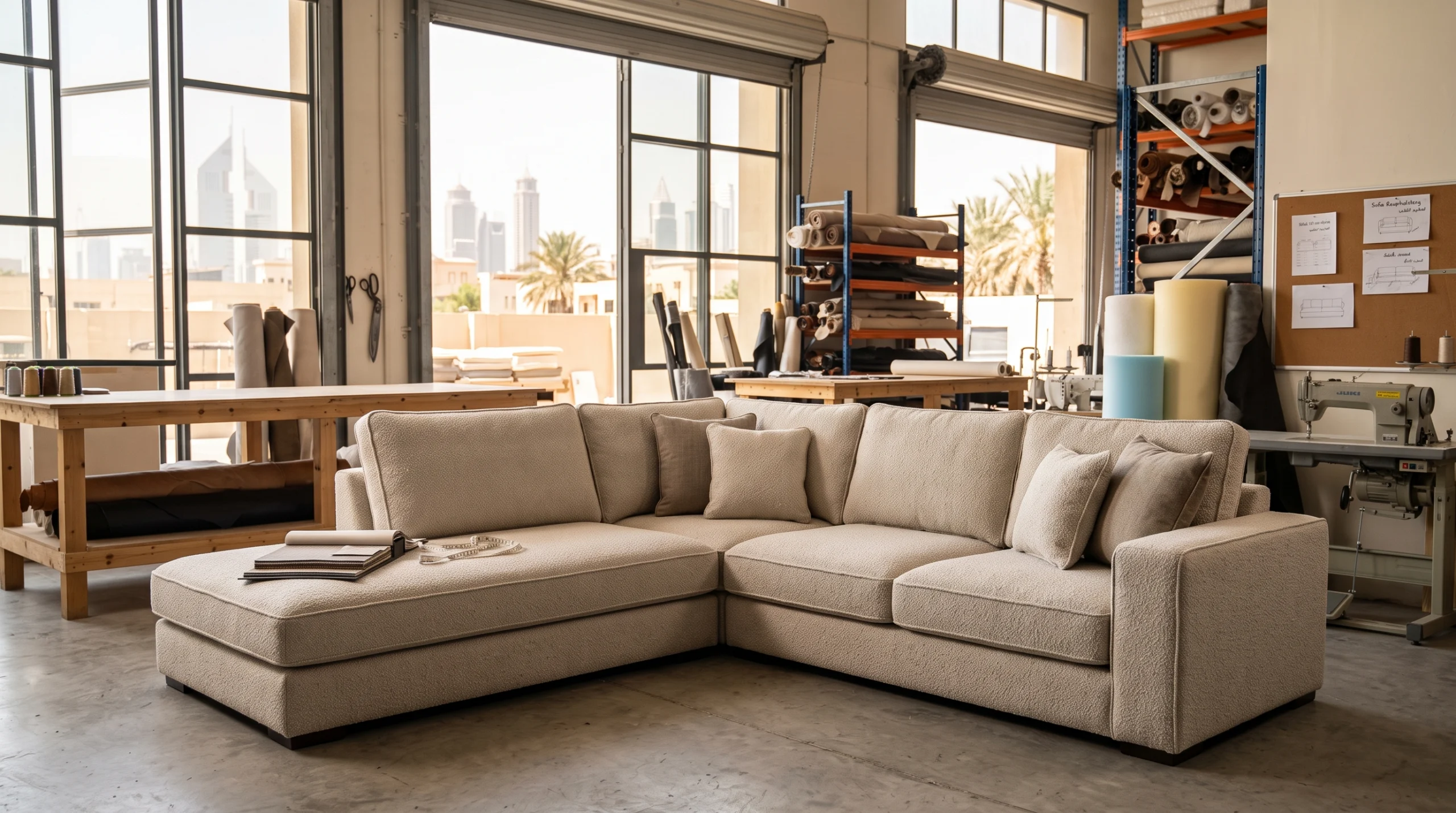 Professional sofa upholstery in Dubai with high-quality fabric and expert finishing
