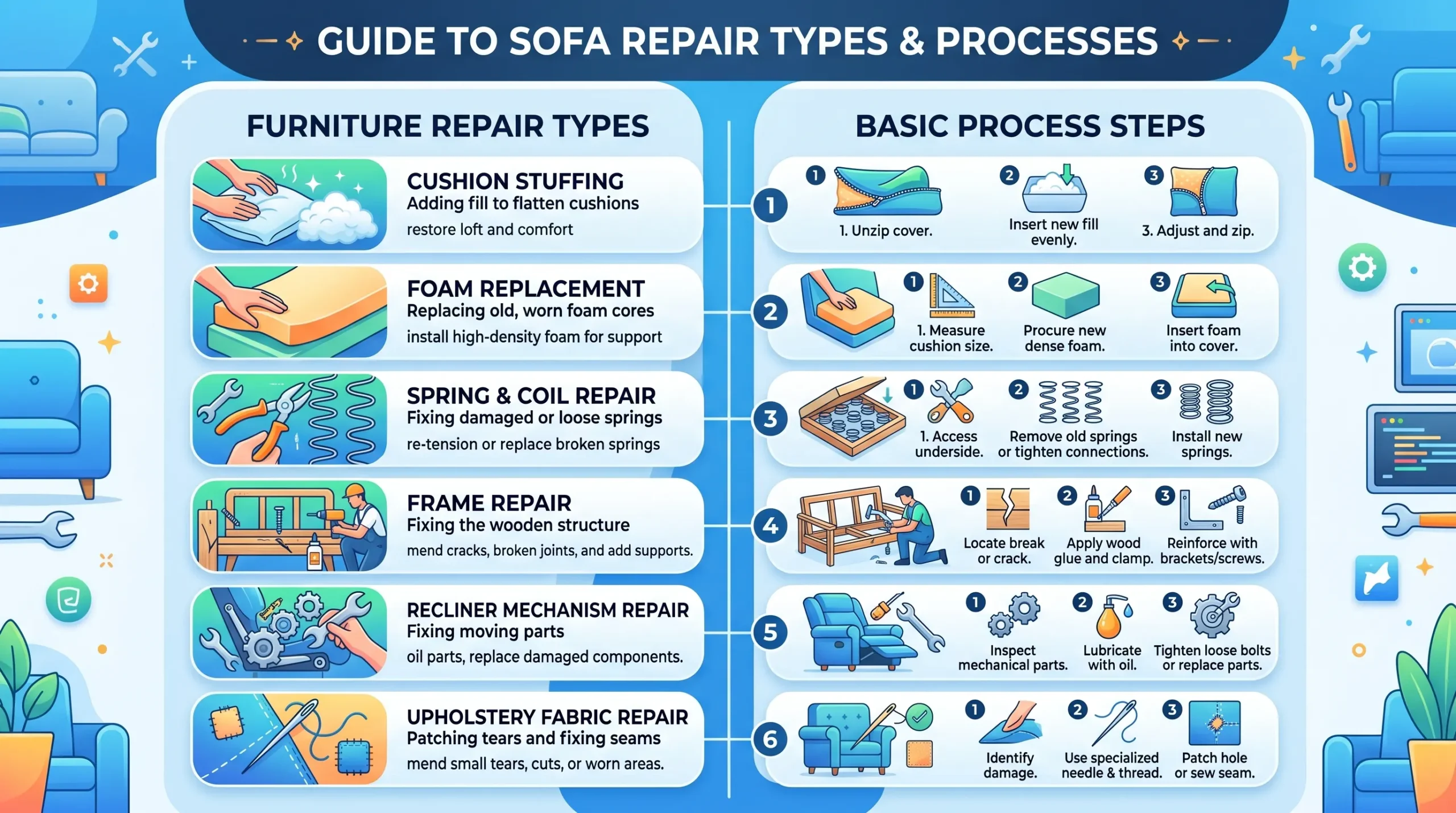 Sofa repair process breakdown Dubai 2026 