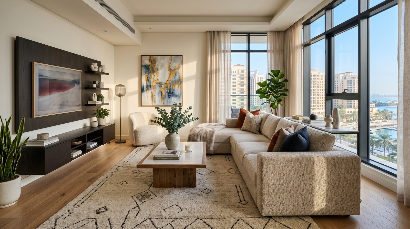 Newly restored sofa inside modern Dubai home