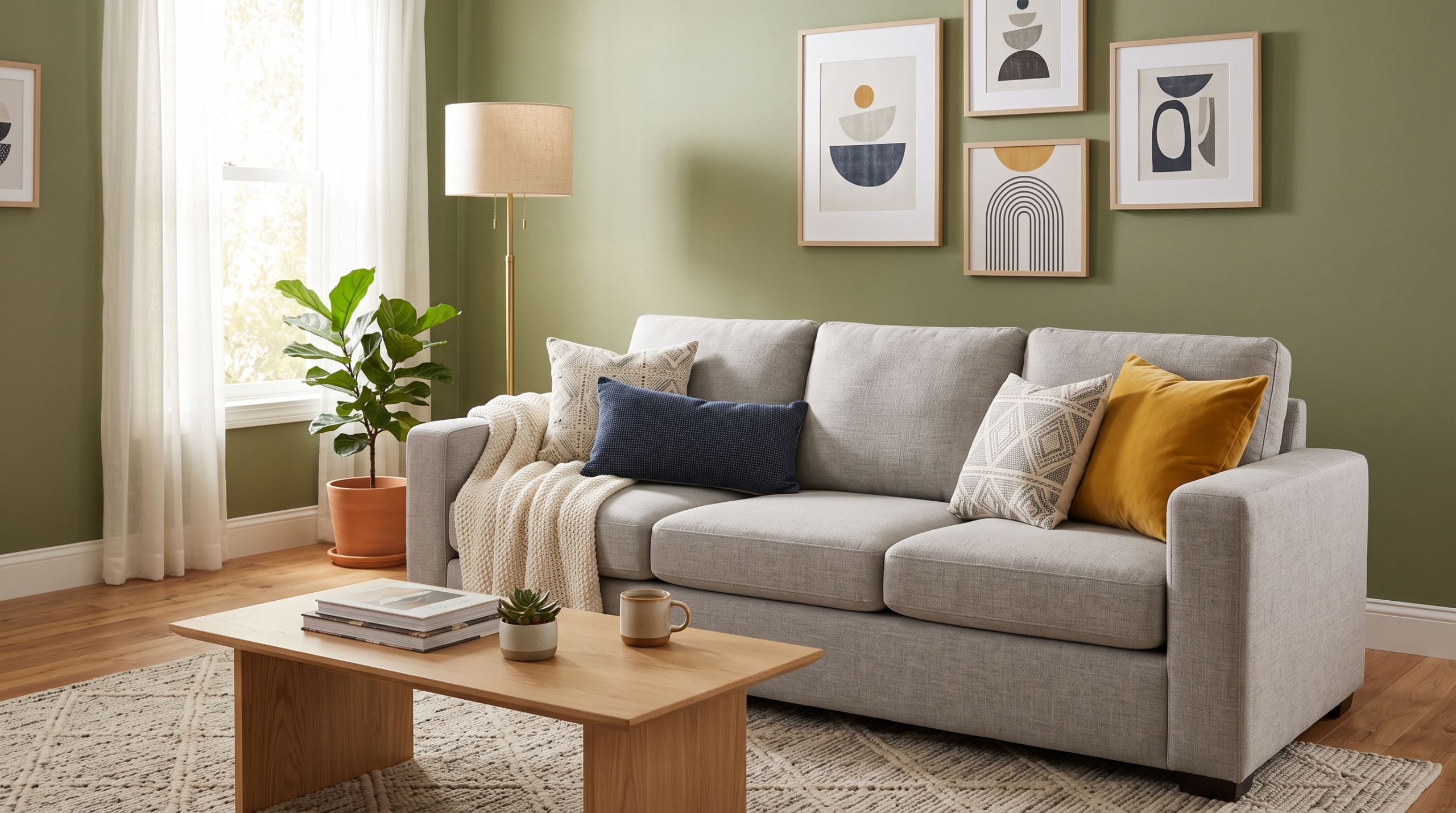 Mobile sofa repair experts inspecting a fabric sofa inside a Dubai home before professional restoration